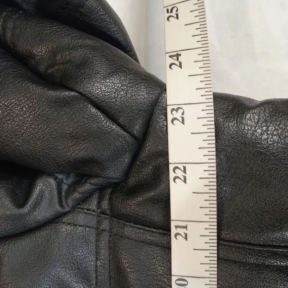 Emporio & co Men's Black Faux Leather Jacket with Cream Collar Size XL NWT - Picture 13 of 15